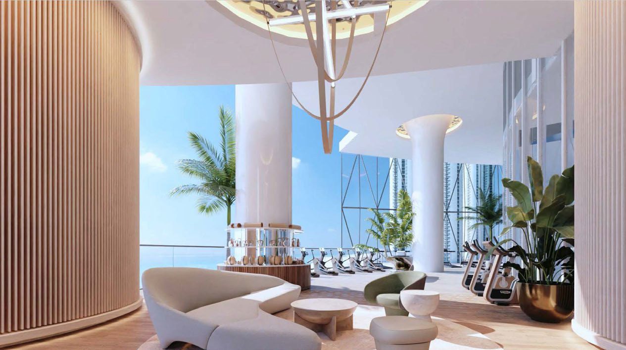 Fitness center with ocean views