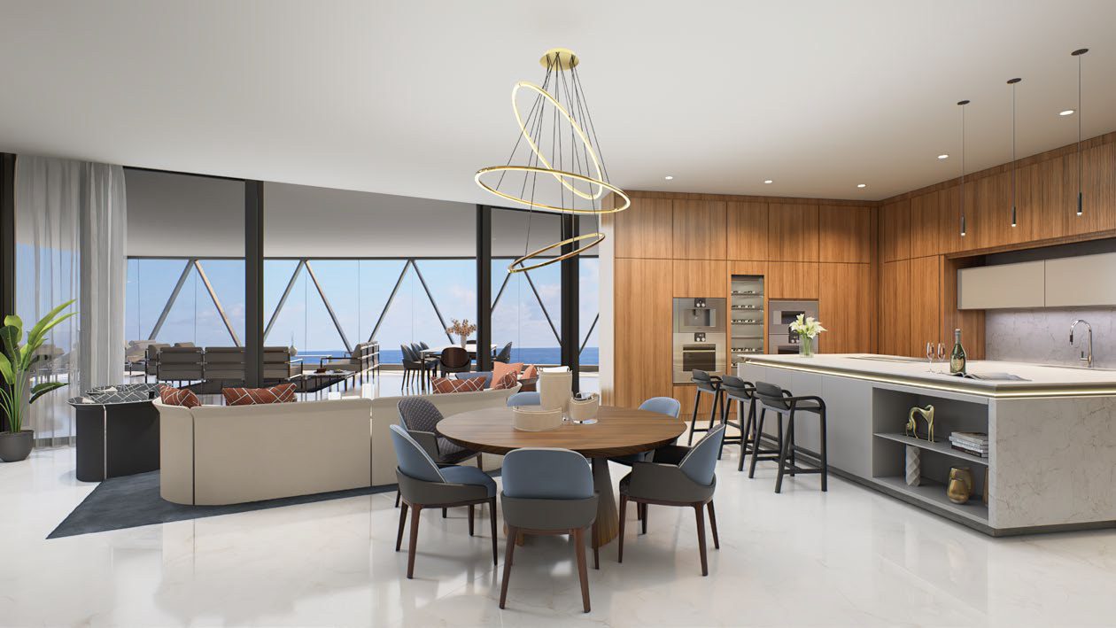 Kitchen with Miele appliances and Italian cabinetry