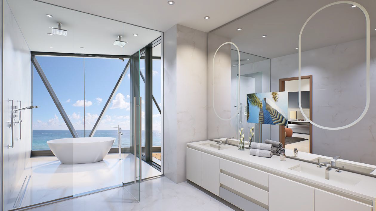 Master bath with freestanding tub