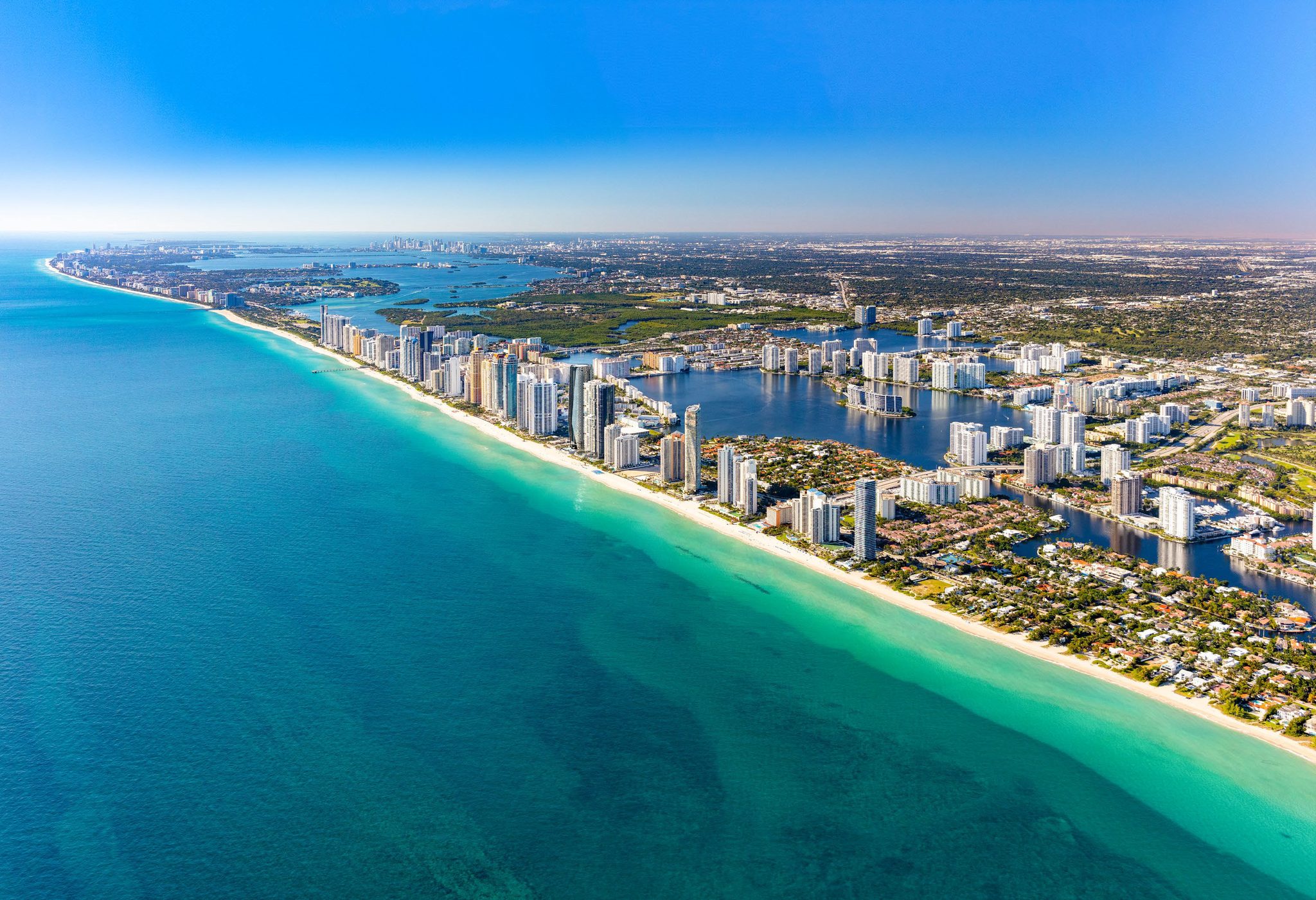Aerial of Sunny Isles Beach and the Intracoastal