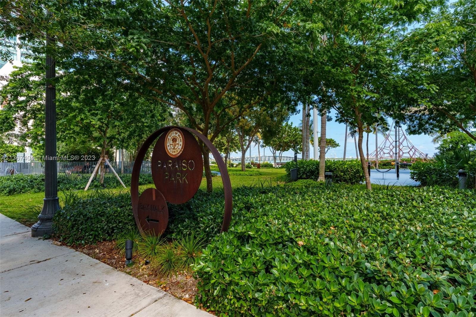 Paraiso Park at the base of the towers