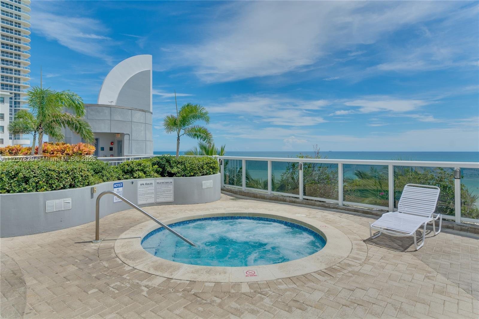 Oceanfront pool deck and spa