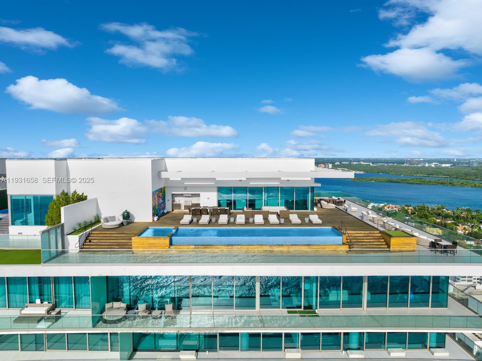 Rooftop pool & bay