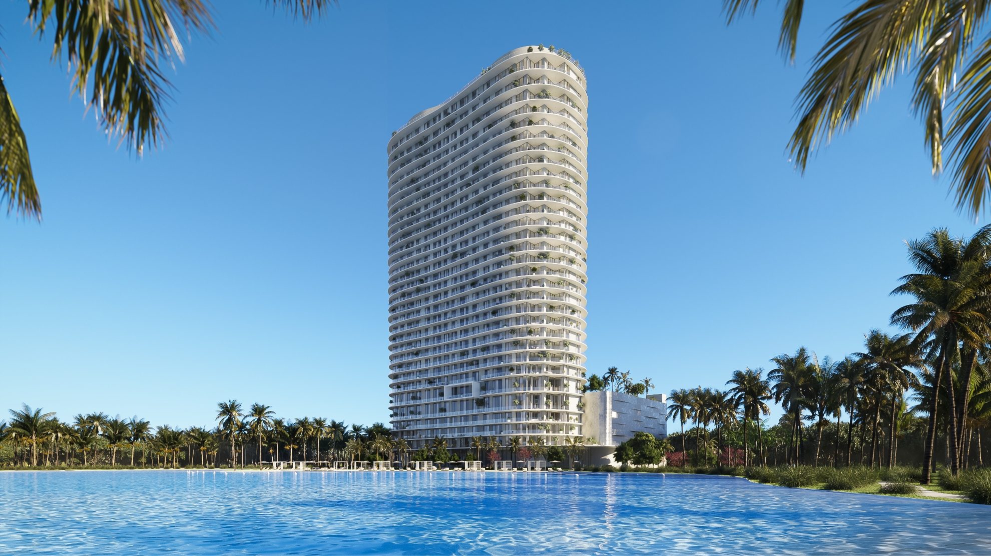 One Park Tower from the lagoon beach