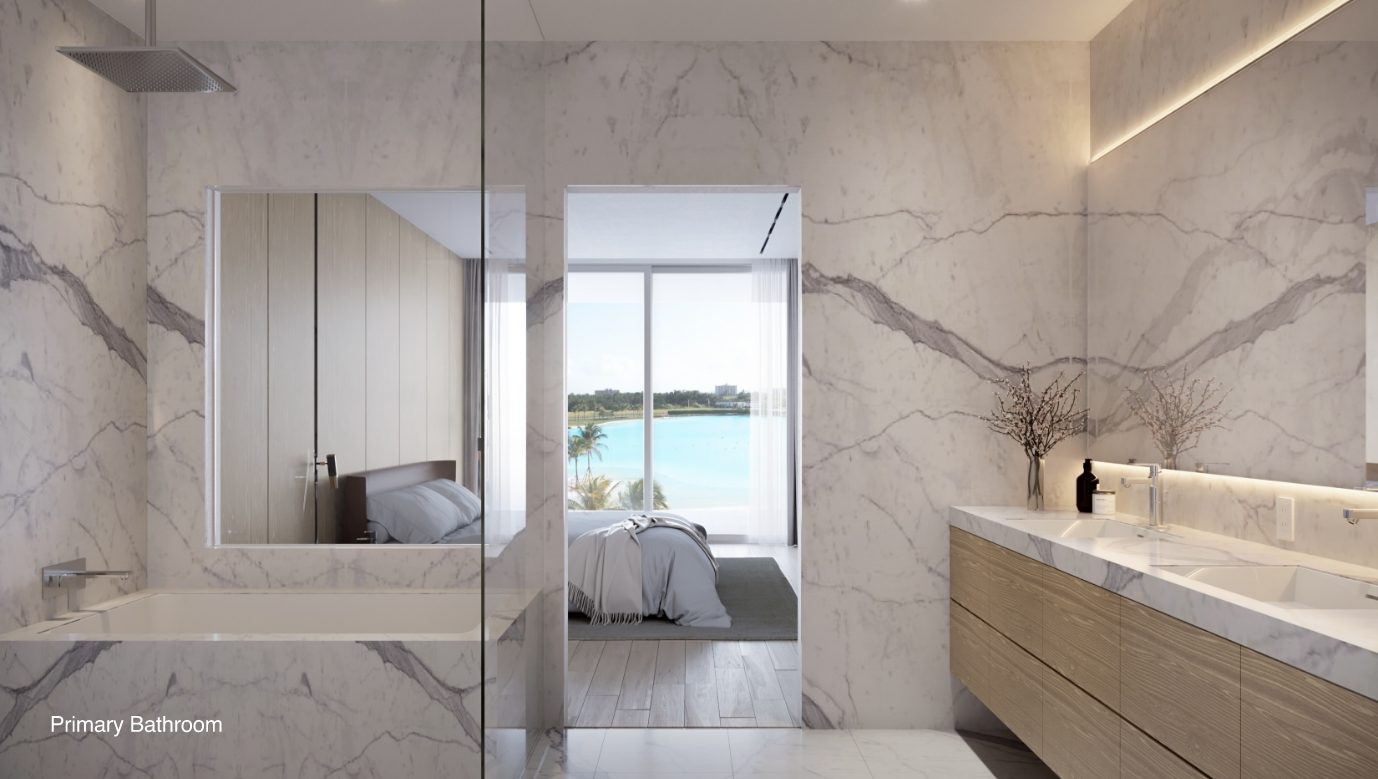 Primary bath with wet room and soaking tub