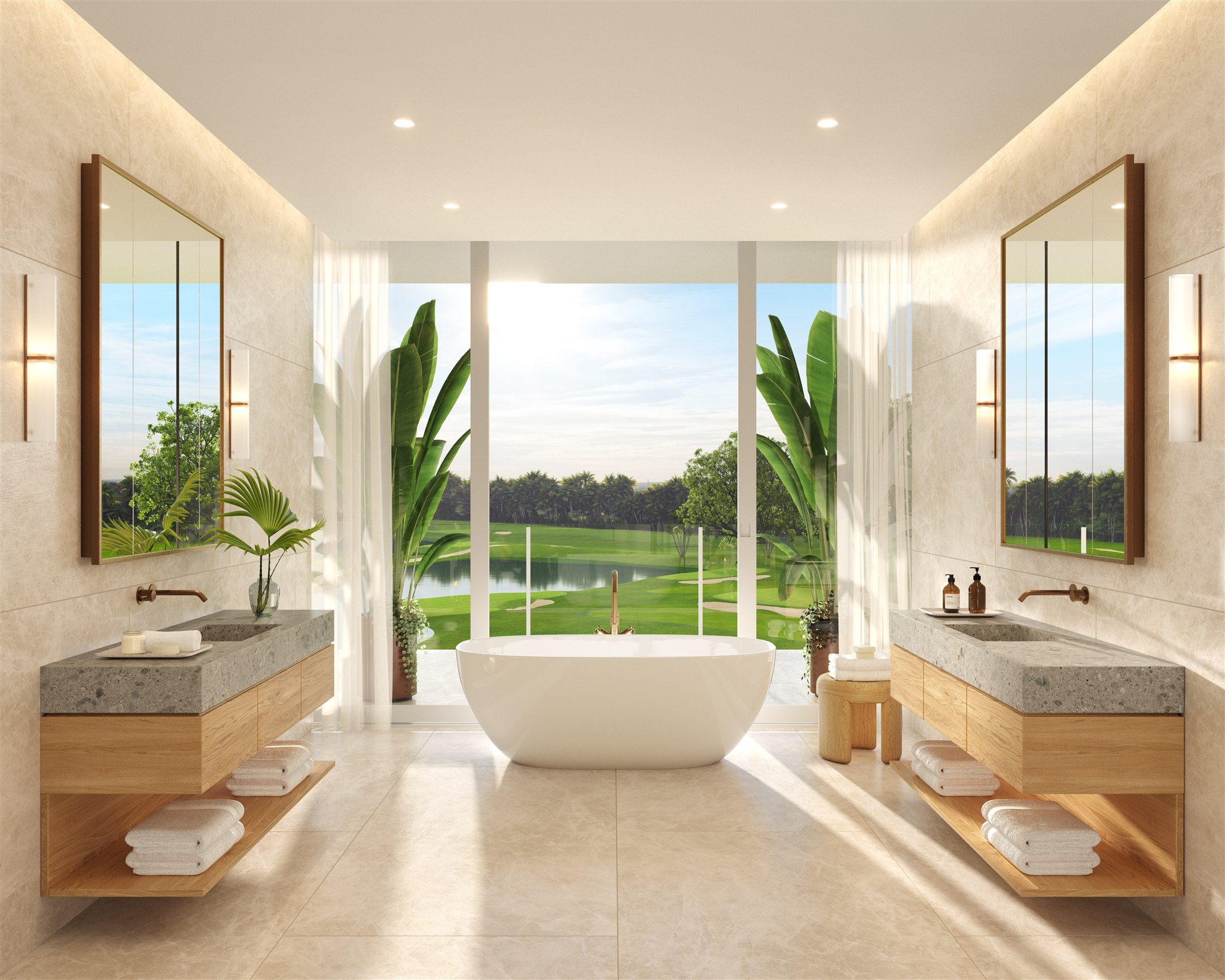 Primary bath with course views