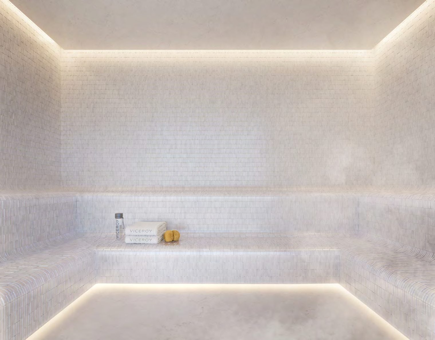 Residents-only steam room in the spa suite