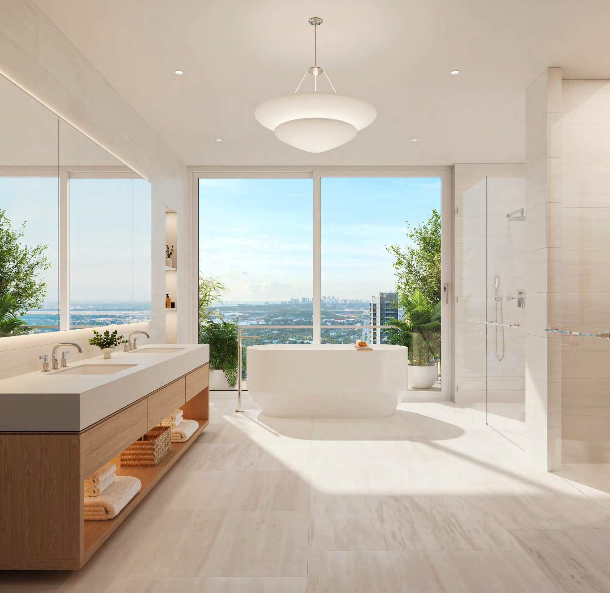 Primary bath with free-standing soaking tub