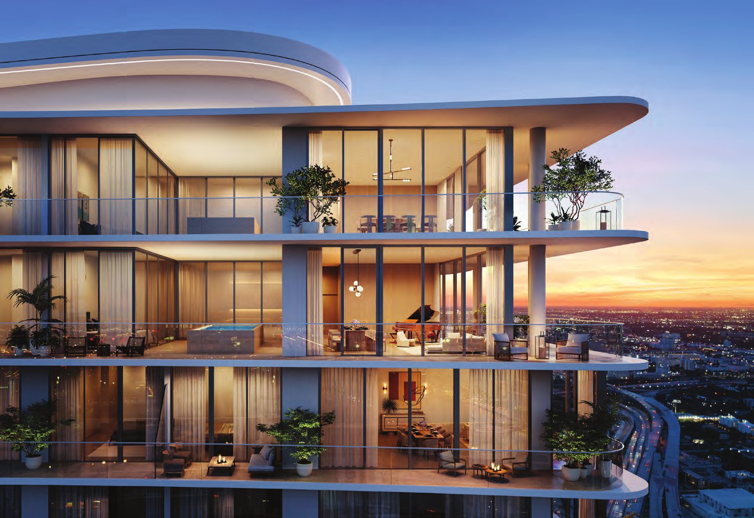 Penthouse residences at the building crown